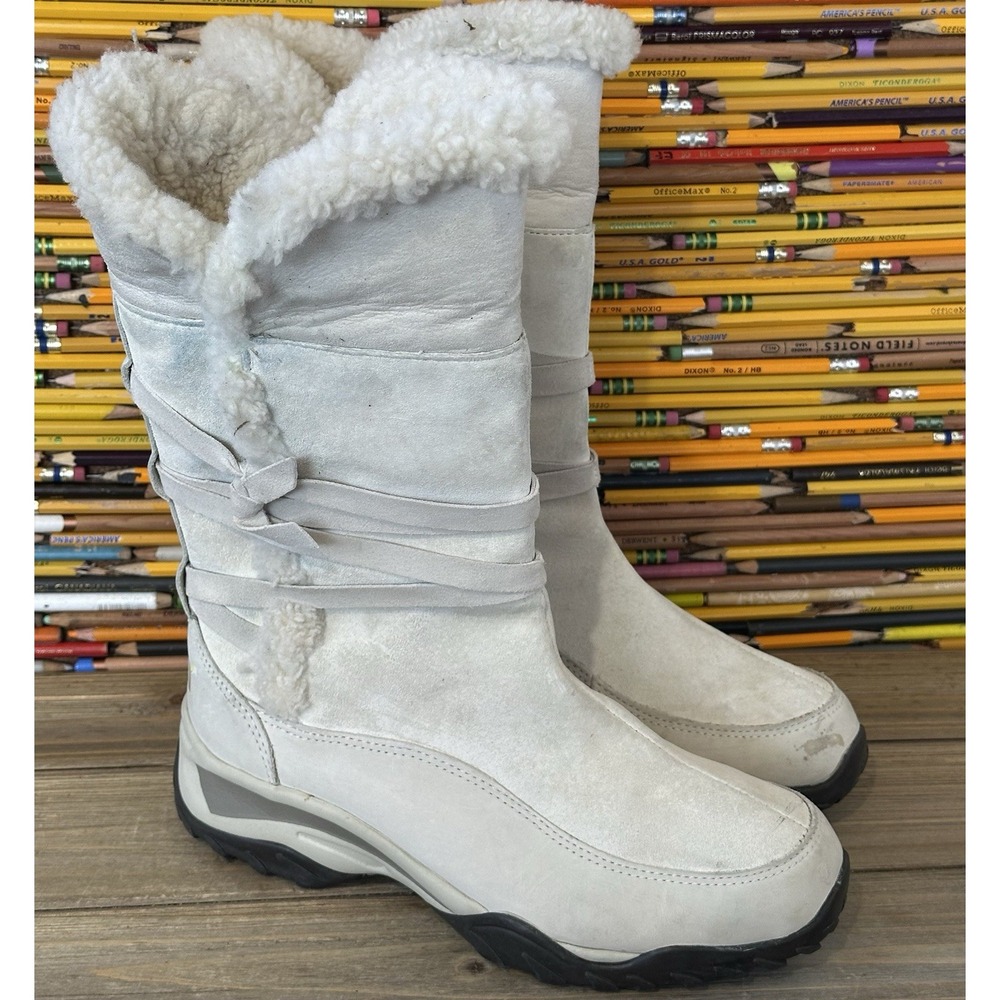 North Face Primaloft Snow Boots White Fleece Lined Women's 7.5 / 38.5